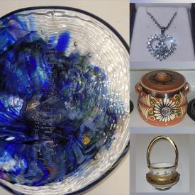 MaxSold Auction: This online auction features wood carving, art glass, stoneware crocks, watches, costume jewelry, thimble, teacup/saucer set, Mexican terracotta pot, depression glass, mini oil lamp, collector plates, antique tools and much more!