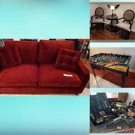 MaxSold Auction: This online auction features Christmas decor, PS3 with games, foosball table, furniture such as pull-out couches, bar stools, side tables, armchairs and display cabinet, lamps, glassware, small kitchen appliances, area rugs, crafting supplies, Kenmore washer and dryer, power tools and much more!