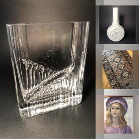 MaxSold Auction: This online auction features vases, bowls, dishes, vintage nesting doll, ceramic items, candle holders, Royal Doulton serving bowls, vintage coin bank, glassware, Dansk coffee mugs, paintings, artwork, Indian brass statue, Japanese dishes, DVDs, brass container, MCM items, dinner plates, Japanese figurines, coasters and much more.