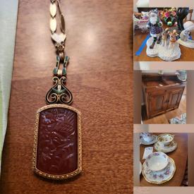 MaxSold Auction: This online auction features a dry sink, secretary, table & chairs, hutch, Noritake china, mirror, lamp, glassware, stemware, jewelry, dehumidifier and much more!