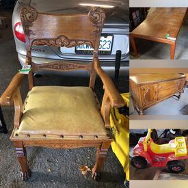 MaxSold Auction: This online auction features rugs, desk chair, TVs, vintage wood buffet, antique sewing machine & table, motorcycle accessories, bunk bed, survey equipment, outside games, power tools, swimming pool accessories, office desks & conference table and much more!