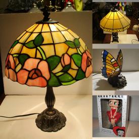 MaxSold Auction: This online auction features Tiffany-style lamps, stone mask, Betty Boop collectibles, vintage Pyrex, brass statues, KLN houses, Kittys Critters, uranium glass, Royal Doulton figurines, Star Wars collectibles, art glass, carnival glass, puzzles, quilt and much more!