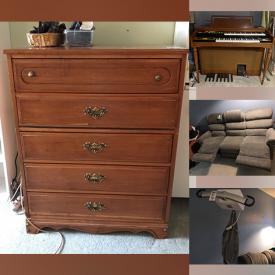 MaxSold Auction: This online auction features furniture such as bedside tables, La-Z-Boy recliner, recliner sofa, bistro set, Knechtel dressers, cabinets, commode bath chair and others, patient lifter, overbed table and other home health aids, cushions, curtains, household cleaning supplies, White Westinghouse range, Community Plate flatware, Roland organ, kitchenware, lamps, Testors scale model cars, barometers, collectibles, rugs, baskets, Wade figures, games and much more!
