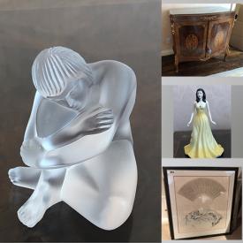MaxSold Auction: This online auction features a patio set, armoire cabinet, dresser, antique gate leg table, Portmeirion Coffee Pot, fish set, Japanese vase, crystal goblets, collectors plate, vintage wedding dress, patio decor, Cubii Elliptical and much more!