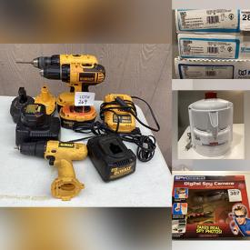 MaxSold Auction: This online auction features bedding, sewing machine, sleeping bag, power tools, cranberry ware, Pyrex ware, books, plumbing items, kitchen appliances, gourd art, clock collection, chandelier, spy gear, drapery, Xbox, tools, dinner plates, barstools, mirror, yarn, ladders, games and much more!