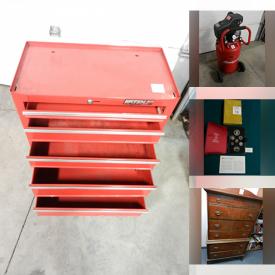 MaxSold Auction: This online auction features items such as compressor, shelf, rack, Clock, Christmas Décor, Bar glasses, Collector Plates, Table Lamps, Artwork, frames, Antique Dresser, Tool Chest, Monitor Speakers, Wall sconces and much more!