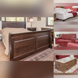 MaxSold Auction: This online auction features framed art prints, headboard, footboard, dresser, tables, Chaise Lounge, loveseat, chairs, sofa and much more.