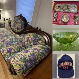 MaxSold Auction: This online auction features furniture, Indigo Blue Rhinestone Drop Earrings, collectibles, basement slider window, a phone, books, pins, vase, cup and saucers, footwear, pillows, radio, coat, cap and sun hat, coat rock, vintage candle holder, decorative plate and much more!