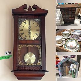 MaxSold Auction: This online auction features china cabinets, dining room table & chairs, barware, vintagey Pyrex, small kitchen appliances, framed wall art, printer, desk, range hoods, area rugs, teacup/saucer sets, miniature Wade figurines, camera lens, Hummel figurines, vintage glass insulators, cat care and much more!