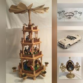 MaxSold Auction: This online Auction features a 1956 Ford Thunderbird Convertible Model Car, Christmas Ornaments, Military Model WWII German King Tiger Tank, Bucknell Silver Rimmed Glassware, Christmas Themed Candles, a Vintage Tin Candelabra and much more!