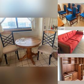 MaxSold Auction: This online auction features sterling silver, wall art, small kitchen appliances, glassware, furniture such as cabinets, shelving units, MCM chairs, MCM dining table, MCM sofa and dresser, books, exercise equipment and much more!