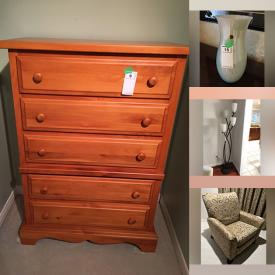 MaxSold Auction: This online auction features bedroom furniture, art glass, mirrors, framed wall prints, wingback chairs, Gibbard furniture, area rugs, La-Z-Boy chairs, decorative plates, Royal Doulton Figurine, patio furniture, upright piano, bar fridge, printer, amp, leather coats, lawnmower and much more!