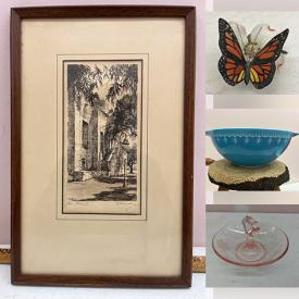 MaxSold Auction: This online auction features Norval Morrisseau print, inlaid wood panel art, silkscreen art, watercolours, engravings, porcelain butterflies, vintage toys, sports collectibles, vintage Pyrex, art pottery, depression glass, Toby jug, vinyl records and much more!