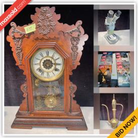 MaxSold Auction: This online auction features brass teapots, vintage pottery, bowls and plates, clocks, wall art, Life, Penthouse, Playboy magazines, oil lamps, art deco candleholders, digital toaster, unusual barometer, vinyl records, vintage books, small kitchen appliances, trinket box, vintage whisky container, Christmas items, motion light, antique books, Murano glass, porcelain doll, toys, lighting fixtures, Karcher power washer, Vtech telephone system and much more!