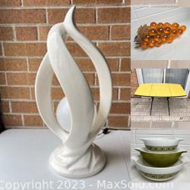 MaxSold Auction: This online auction features vintage cookie jar, MCM table, vintage Limoges, vintage ashtray, vintage animal planters, Toby mugs, Seth Thomas wall clock, vintage Pyrex, vintage hurricane lamps, ceramic sculptures and much more!