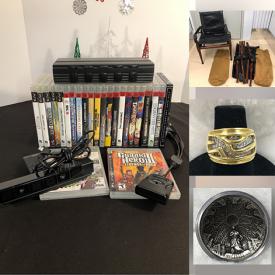 MaxSold Auction: This online auction features jewelry such as sterling silver rings and necklaces, fine china, autoharp, furniture such as antique chairs, vintage chest of drawers, marble top dresser, and antique wardrobe, video games such as Wii, Playstation 3, and Xbox, framed wall art, Canadian Mint coins and much more!