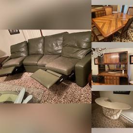 MaxSold Auction: This online auction features leather recliner couch, wood bedroom furniture, stand-alone bar, dining room furniture, art deco glass table, pottery and much more!