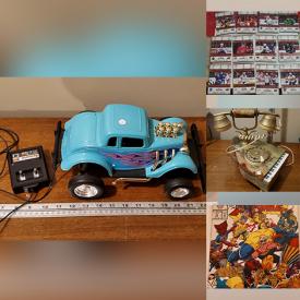 MaxSold Auction: This online auction features games, vintage hotwheels, micro wrestling figures, World of war craft booster box, trading cards, non-sports trading cards, copperware, vintage bottle opener, glass dishes, limited edition collector plate, vintage pitcher, pedastool, vintage rotary phone, trivits, DVDs, vintage oil lamps, pottery figurine,  vintage vases, Royal Strafford tea cups, vintage steins, vintage Pyrex ware, vintage Royal Doulton stoneware, vintage crock, comics, Canadian bills, Canadian coins and much more.