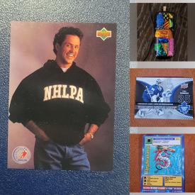 MaxSold Auction: This online auction features sports trading cards such as Michael Jordon, Doug Gilmour, Wayne Gretzky, Corey Pavin, Jaromir Jagr, Troy Aikman, Jose Conseco, and art glass pendant, Digimon card, Pokemon cards and much more!