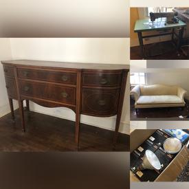 MaxSold Auction: This online auction features Pfaff industrial sewing machine, antique credenza, antique desk, dining room table, new faucet, shelving unit and more!