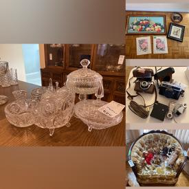 MaxSold Auction: This online auction features Sewing Supplies, furniture such as (Dining Chairs, China Cabinet, Stand Table), Tea Service, Plates and Decanter, Serving Trays and Silver Plate, Platters Glassware, Prints, a Wedding Dress, Small Appliances, Dresser and much more.