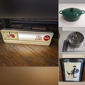 MaxSold Auction: This online auction features Coca-Cola collectibles, Le Creuset cookware, collector plates, coffee table books, vintage Christmas ornaments, studio art pottery,  art glass, Bennington pottery, antique sad irons, perfume bottle, sterling silver jewelry and much more!