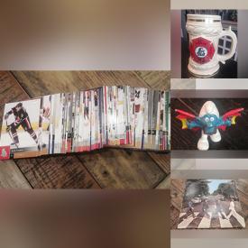 MaxSold Auction: This online auction features hockey cards, Bee Gees record album, NHL toque, Archie comic books, stickers, Chinese tokens, Kendall milk filters box, vintage Rubik\'s cube book, Winnipeg Bluebombers straw hat, media, vintage Smurfs figures, phone grips, duck decoy, magnifying glass and much more!