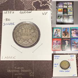 MaxSold Auction: This online auction features coins, sports trading cards, vintage postcards, jewelry, soapstone animals, yarn, wooden sculptures, Magic cards, Pokemon cards, sports trading cards, die-cast vehicles, DVDs, guitars, Coca-Cola collectibles, toys, banknotes and much more!