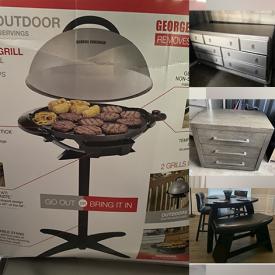 MaxSold Auction: This online auction features furniture such as dressers, nightstands, Sofia Vergara bed frame, Cindy Crawford table, bar stools and others, kitchenware, small kitchen appliances, dishware, Amazon Echo, refrigerator, silverware, Lamborghini crystal wine glass set, decor, silver shower head, George Foreman grill, child locks and much more!