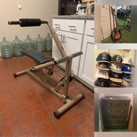 MaxSold Auction: This online auction features furniture such as shelving units, chairs, nightstands, carts, dressers and others, tins, hats, linens, lamps, exercise equipment, water jugs, guitars, vacuum, magazines, VHS player, baking supplies, TV Guides and much more!