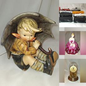 MaxSold Auction: This online auction features chairs, toy train tracks, Pez dispensers, sled, Indian instrument, cutlery, lamps, vases, mantle clock, vintage kitten figurine, Royal Doulton figurine, Lego, vintage Pyrex bowl,  coin bank car, blue mountain pottery,  Star Trek figurines, antique porcelain china, Hummel figurine and much more.