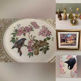 MaxSold Auction: This online auction features vintage carnival glass, art glass, trinket boxes, Waterford glasses, Wedgwood Jasperware, Folk Art nativity set, buttons, watches, vintage figurines, Disney collectibles, antique butter churn and much more!