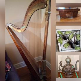 MaxSold Auction: This online auction features leather furniture, harp, grandfather clock, area rugs, exercise equipment, framed wall art, display cabinets, plastic totes, bird figurines, soapstone carvings, bar set, crystal decanter, Asian style figurines, Lladro figurines, electric fireplace and much more!