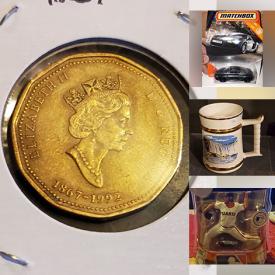 MaxSold Auction: This online auction features coins, comics, coin holders, diecast - hotwheels, trading cards, vintage marbles, vintage coke pogs, girl items, pitcher, vintage steins, vintage vases, 	vintage jar, vintage butler torch, vintage decanter, vintage glassware, vintage crock ware, dishes, graphic novel, pocket watch, skates, vintage Panasonic radio, camera tripod, karaoke machine and much more.