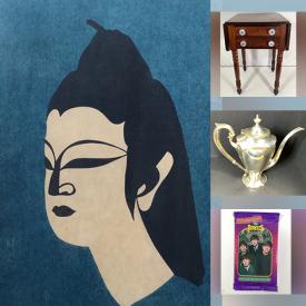 MaxSold Auction: This online auction features sterling silver, woodblock prints, framed art posters, furniture such as caned back armchair, inlaid wood stools, side tables, wooden hutch, and rattan chairs, and much more!