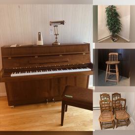 MaxSold Auction: This online auction features framed artwork, Royal Doulton Bunnykins, Samick piano, furniture such as side tables, sectional couch, coffee tables, wood chairs, and dressers, lamps, small kitchen appliances, Mikasa dishware, Weber grill and much more!