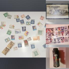 MaxSold Auction: This online auction features a collection of sports trading cards and others, stamps, vintage lighters, LPs, signed lithographs, Japanese iris vase, post card, coin and much more.