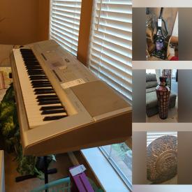 MaxSold Auction: This online auction features a Yamaha keyboard, children\'s books, faux florals, pedestal, TV, lamps, decor, coats, room divider, chairs, Ebony Heritage figurines and other display items, DIrt Devil vacuum, vases, faux plants, mirrors, wedding dress, wall medallion and much more!