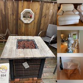 MaxSold Auction: This online auction features patio furniture, planters, propane firepit, garden art, area rug, signed art, Marge Carson armchairs, Asian statues, bar chairs, leather sofa, wicker chair,  Barcelona chairs, Japanese room divider, Kroehler furniture and much more!