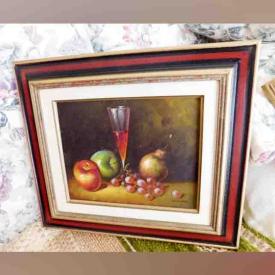 MaxSold Auction: This online auction features Signed Roset Oil on Canvas, Marble Table, Ceramic Planter, Hexagon Coffee Table, Wall Plate and Large Ship Wall Hanging, Pole and Swag Lamps, Plant Table and much more!