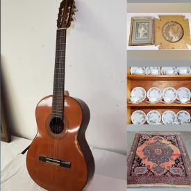 MaxSold Auction: This online auction features a 1972 Kashga guitar, vintage pool cue sticks, vintage sheet music, collector cards, vintage cast iron, vintage china, wall art, accessories, vintage Franconia china, bar liquor stoppers, Matchbox cars and action figures, batik art and other wall art, wood wicker clothes hamper, wall hanging plate rack, lithographs, Grumbacher wood easel, tapestry, vintage books, vinyl records and much more!