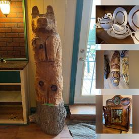 MaxSold Auction: This online auction features bedroom furniture, table lamps, silver items, teacup/saucer sets, Gibbard dining room furniture, Coca-Cola collectibles, tree stump bear carving, fishing gear, carved wooden masks, golf clubs and much more!