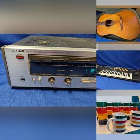 MaxSold Auction: This online auction features retro desk & floor lamps, Hudson Bay glassware, Pepe The Frog painting, Asian carved wood panels, art pottery, metal art, guitars, keyboard, stereo components, CDs, vinyl records and much more!