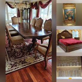 MaxSold Auction: This online auction features framed artwork, 54” Samsung TV, furniture such as marble top buffet server, pedestal dining table with chairs, leather electric recliner sofas, king-size bed and pine dressers, glassware, small kitchen appliances, Wii console with accessories, costume jewelry, Maytag refrigerator, window treatments and much more!