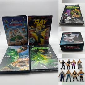 MaxSold Auction: This online auction features Blu Rays, DVDs, graphic novels, Game Informer magazines, comics, Funko figures, handheld video games, video game consoles, VHS tapes, wrestling figurines, special edition Barbie, action figures, TVs, Legos, outdoor playhouse and much more!