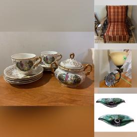 MaxSold Auction: This online auction features music figurines, china, glassware, vintage movie films, wall light, upholstered bench, Blue Mountain Pottery, carnival glass and much more!