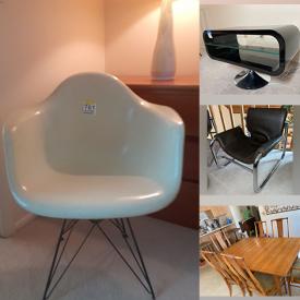 MaxSold Auction: This online auction features furniture such as a dining set, sofa, credenza, wood cabinet, bar stools, MCM fiberglass chair, dresser, Tetrad chair and others, jewelry, accessories, Kodak projector, linens, clothing, accessories, home health aids, kitchenware, small kitchen appliances, vases, decor, lamps, books and much more!