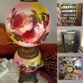 MaxSold Auction: This online auction includes vintage console organ, antique china, antique lamps, furniture such as antique cane chairs, antique quilt cabinet, MCM rocking chair, kitchen table, wooden dressers, electric lift chair and end tables, Avon collectibles, antique safe, holiday decor and much more!