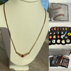 MaxSold Auction: This online auction features a rattan couch, chairs, jewelry, polaroid cameras, vintage toys, vintage lunch boxes, Elton John, Rex Allen, Frank Sinatra, Christmas and other records, Rogers silverplate flatware, Magic the Gathering cards, signed NHL pucks, sports memorabilia, Barbies and other dolls, Lenox, vintage Corningware and much more!