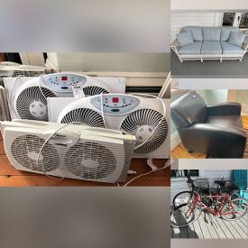 MaxSold Auction: This online auction features windows fans, golf clubs, NIB storage boxes, wicker couch, patio furniture, Ikea bookcases, TVs, desk & chairs, area rugs, bicycles, electric lawn mower, Pelican kayaks, yard tools, outdoor furniture and much more!